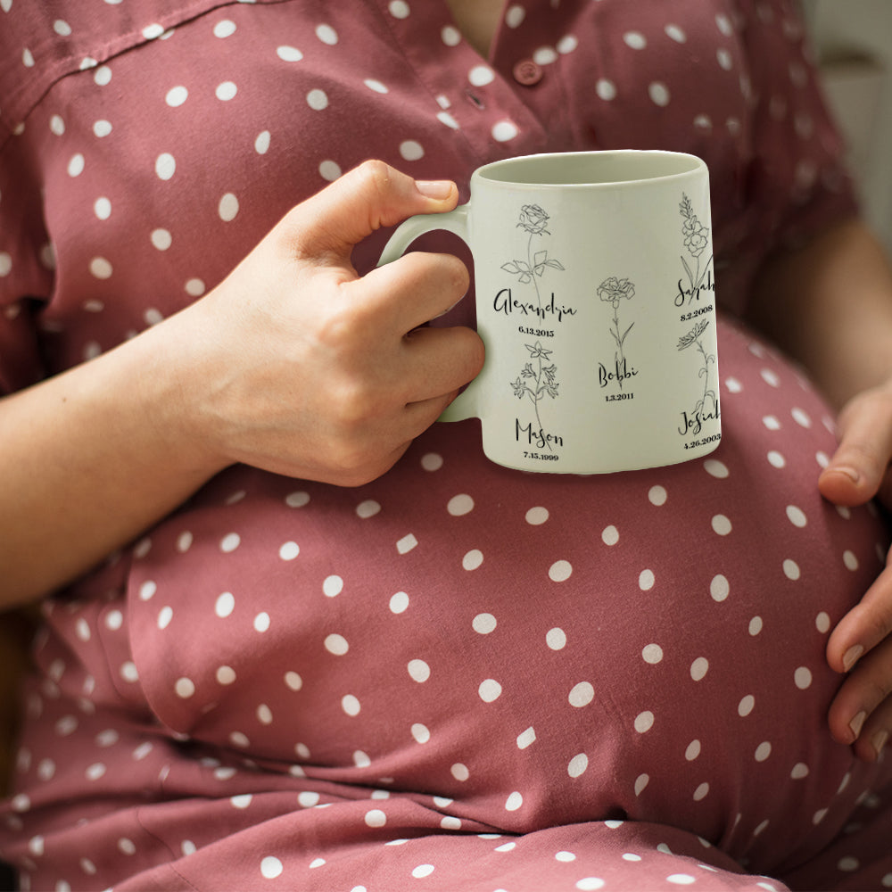 Family Collection (Birth Month Flower Garden - Personalized) White Ceramic Mug